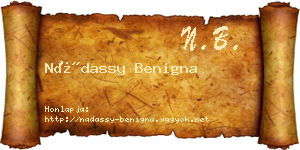 Nádassy Benigna névjegykártya